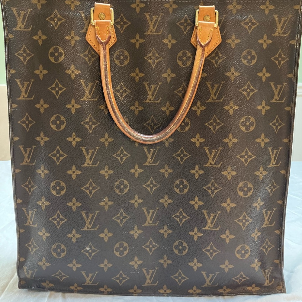 Louis Vuitton Monogram Canvas Tote with Tan Leather Handles - Picture 3 of 14